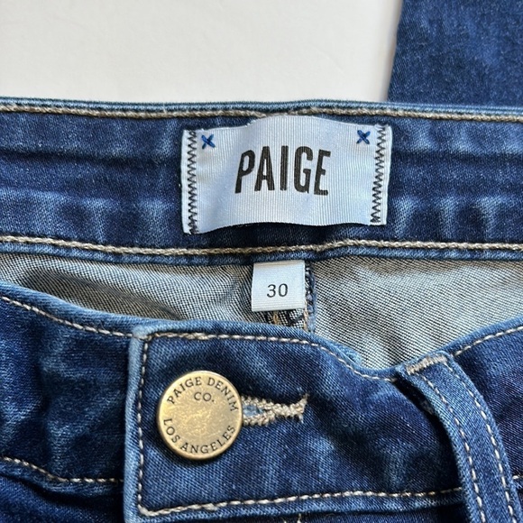 PAIGE Verdugo Crop Baker Jean Medium Wash Distressed Sz 30 - Picture 7 of 13